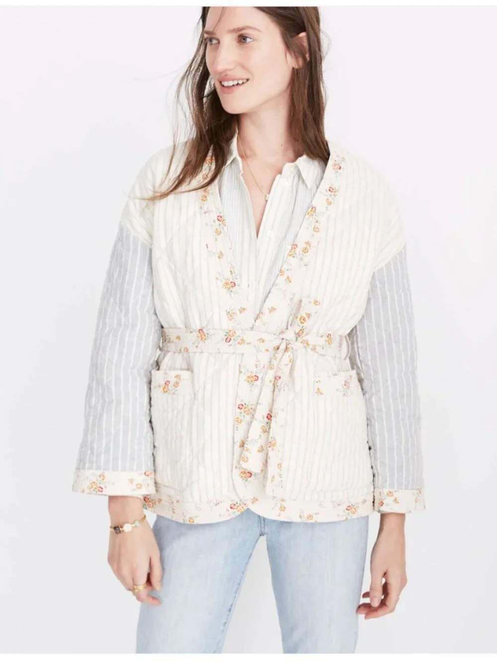 The Madewell x The New Denim Project Patchwork Wrap Jacket Size Large - Picture 1 of 11
